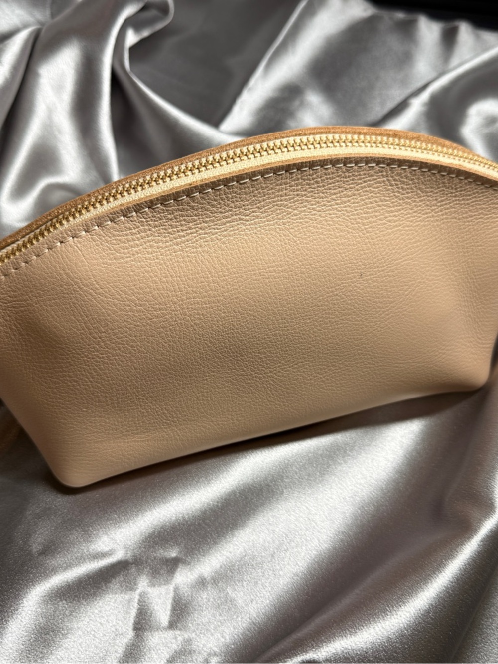 Portland Leather Goods Eclipse Makeup Bag In Pebbled Bone Brand New
